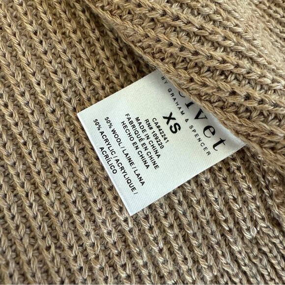 Velvet by Graham & Spencer Shayla Wool Tan Cardigan XS - Picture 11 of 14
